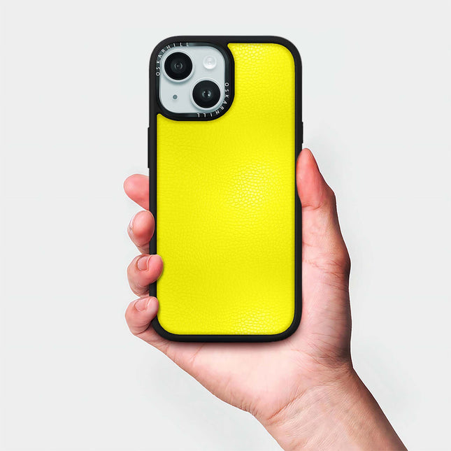 Coque Elite Leather pour iPhone 15 Plus — Jaune citron