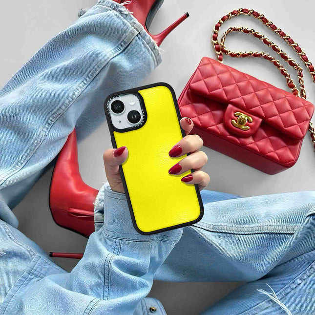 Coque Elite Leather pour iPhone 14 — Jaune citron