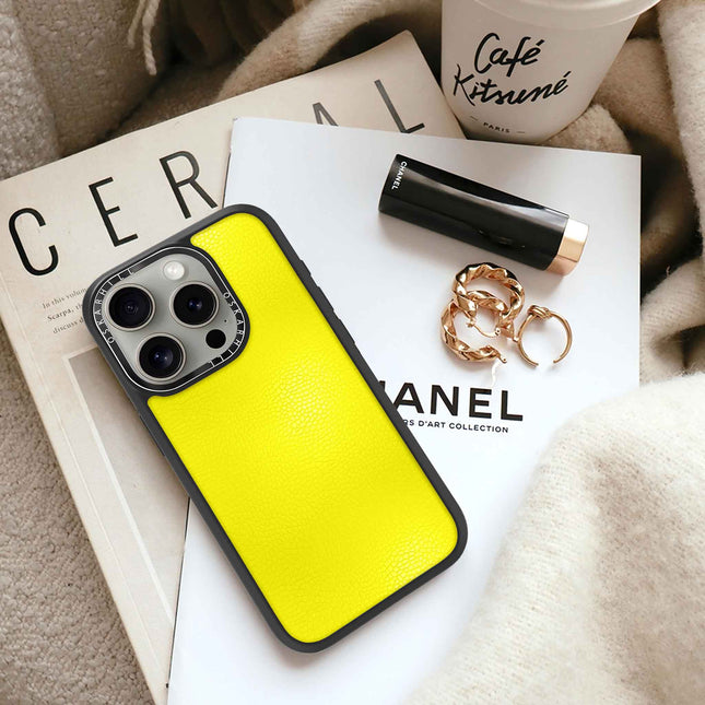 iPhone 15 Pro Case Elite Leather — Lemon Yellow