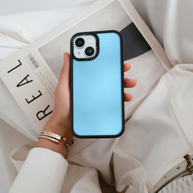 iPhone 15 Plus Case Elite Leather — Sky Blue