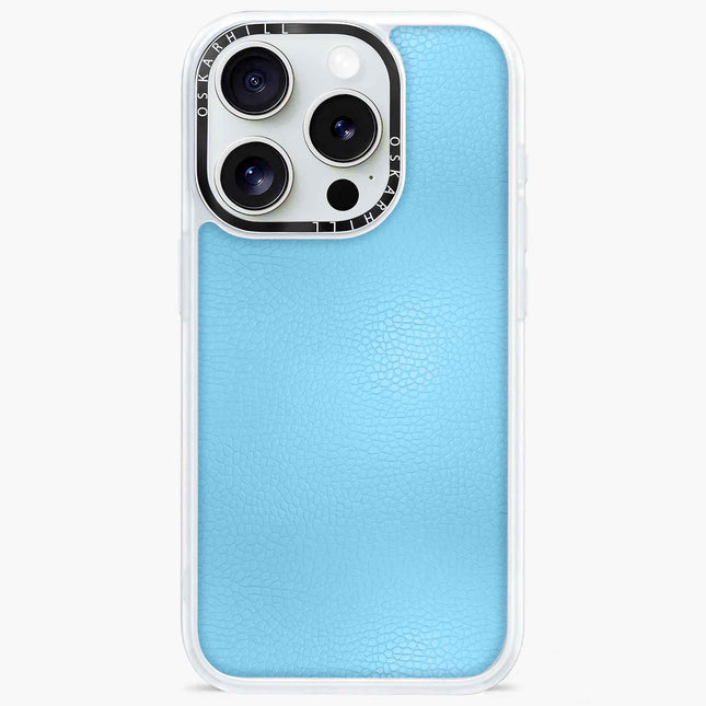 Coque iPhone 15 Pro Max en cuir classique — Bleu ciel