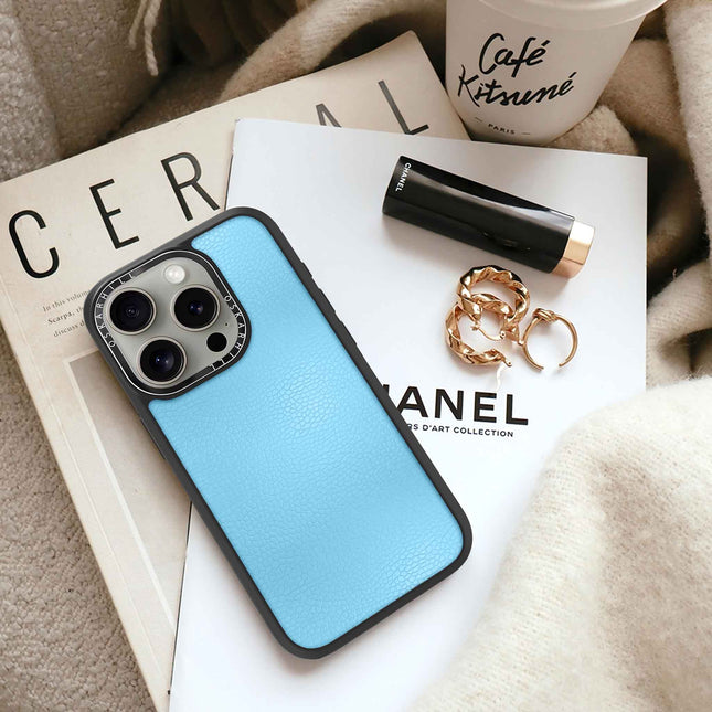 Coque Elite Leather pour iPhone 15 Pro Max — Bleu ciel