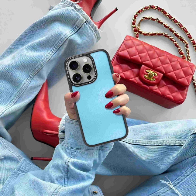 Coque Elite Leather pour iPhone 15 Pro — Bleu ciel