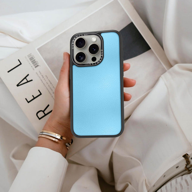 Coque Elite Leather pour iPhone 16 Pro — Bleu ciel