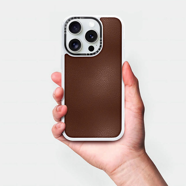 Coque iPhone 15 Pro Max en cuir classique — Crater Brown