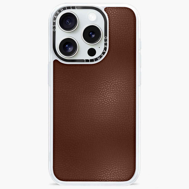 Étui en cuir classique pour iPhone 15 Pro Max — Marron phoque