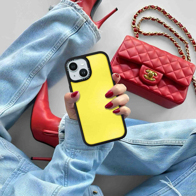 Coque iPhone 14 Elite Leather — Jaune Maïs