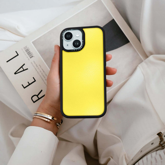 Coque Elite Leather pour iPhone 14 Plus — Jaune citron