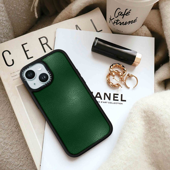 iPhone 15 Plus Case Elite Leather — Dark Green