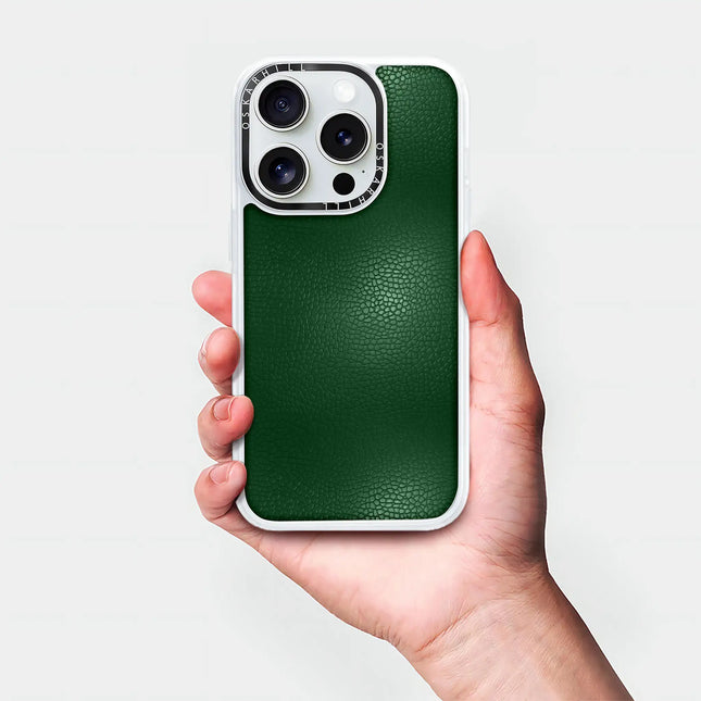 Coque iPhone 13 Pro Max en cuir classique — Vert foncé