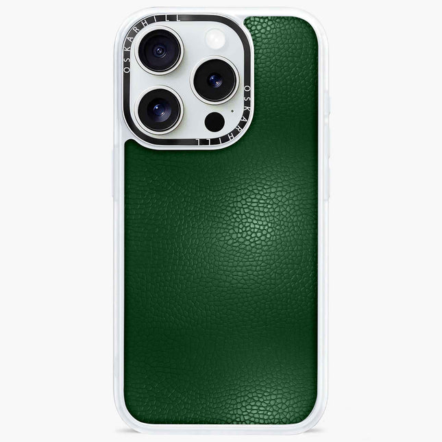 Étui en cuir classique pour iPhone 14 Pro — Vert foncé