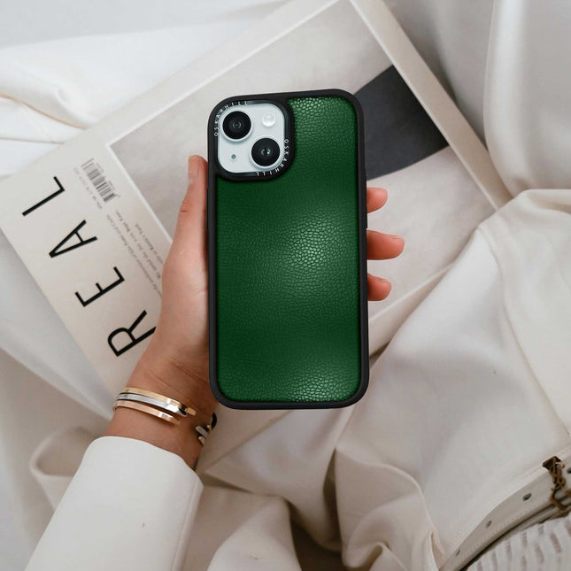 Coque iPhone 14 Elite Leather — Vert foncé