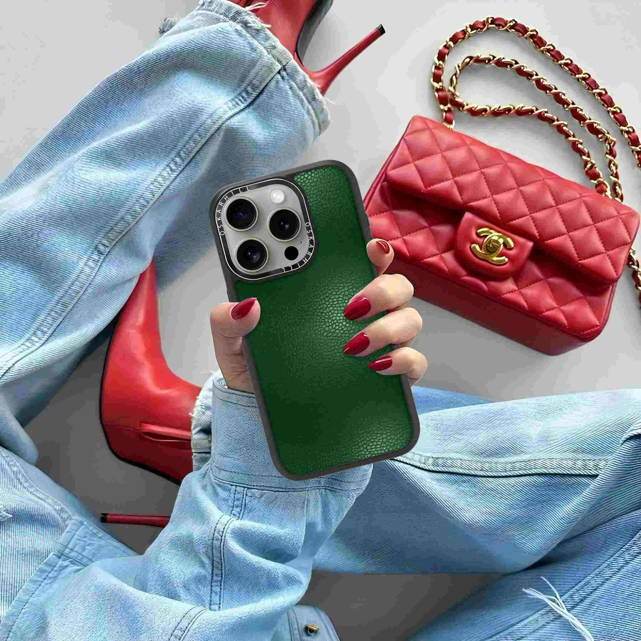 Leather Iphone Hunter Green Phone Case IPhone 15 Pro Max Case