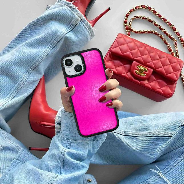 iPhone 15 Hülle Elite Leder – Shocking Pink