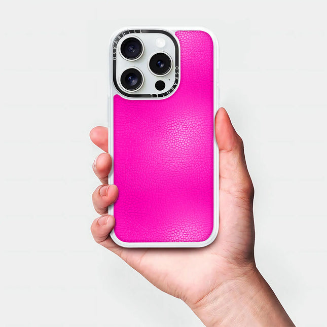 iPhone 15 Pro Hülle Classic Leder – Shocking Pink