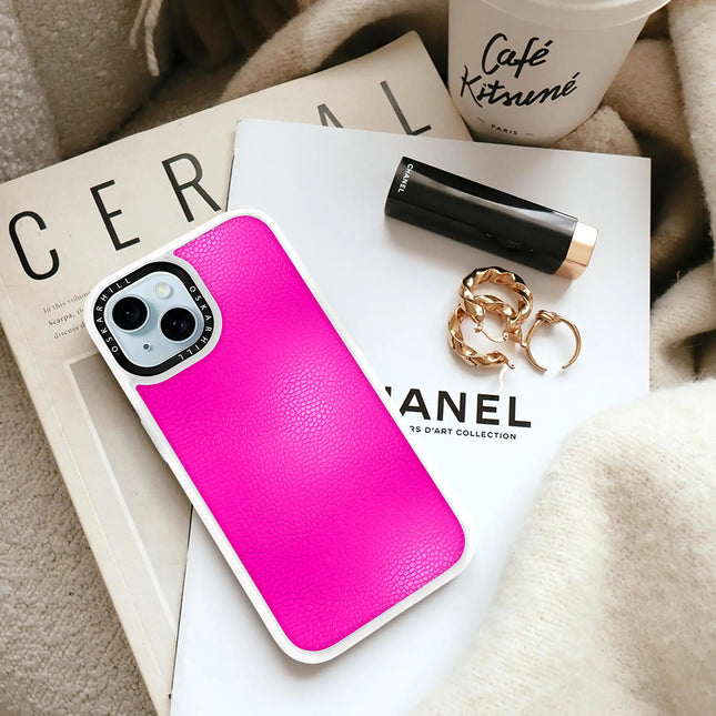 iPhone 14 Case Classic Leather — Shocking Pink