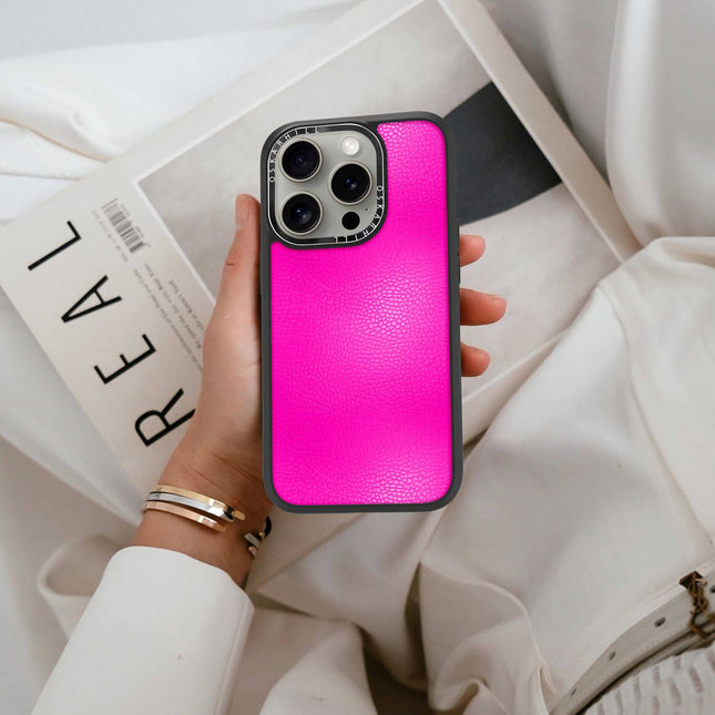 iPhone 15 Pro Case Elite Leather — Shocking Pink