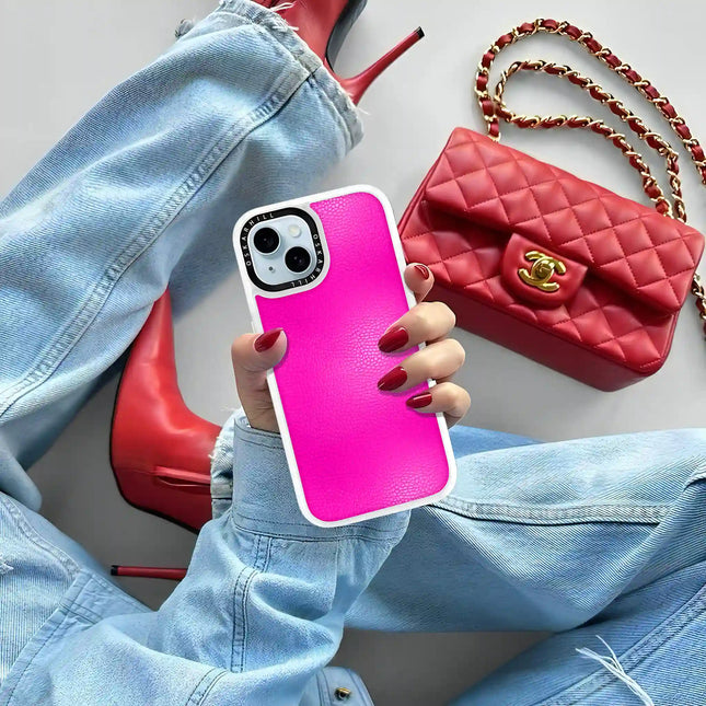 iPhone 14 Plus Case Classic Leather — Shocking Pink