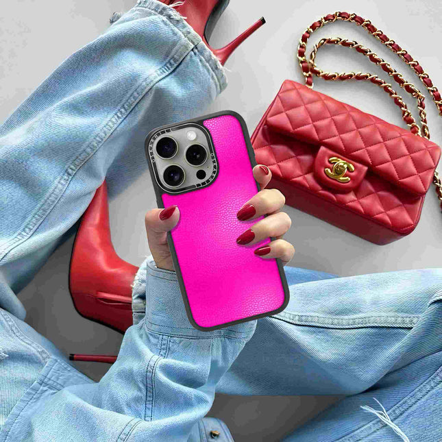 iPhone 15 Pro Hülle Elite Leder – Shocking Pink