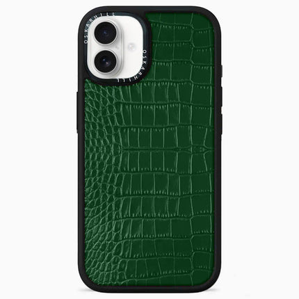 Coque iPhone 16 Elite Alligator — Vert foncé