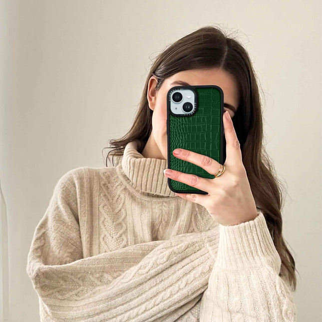 Coque iPhone 15 Plus Elite Alligator — Vert foncé