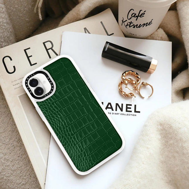 Coque iPhone 16 Plus Classic Alligator — Vert foncé