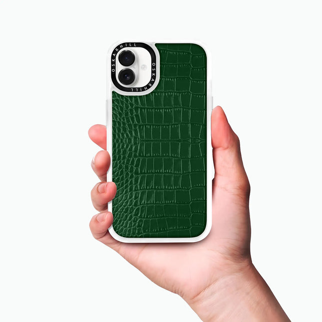 Coque iPhone 16 Alligator classique — Vert foncé