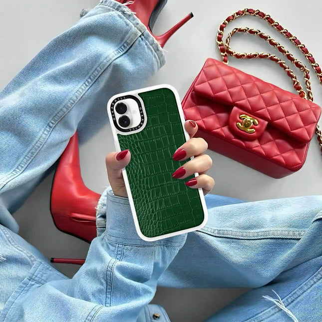 iPhone 16 Plus Hülle Classic Alligator – Dunkelgrün