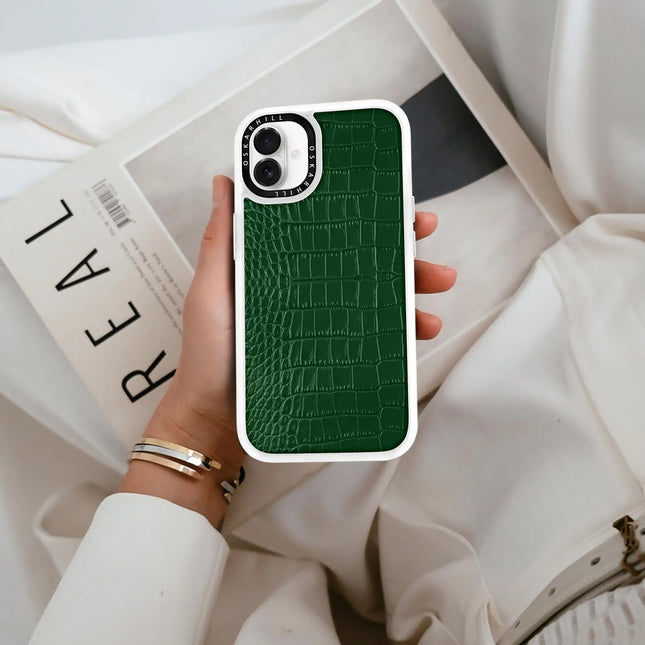 iPhone 16 Hülle Classic Alligator – Dunkelgrün