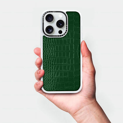 iPhone 16 Pro Max Hülle Classic Alligator – Phthalogrün