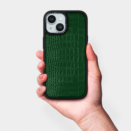 iPhone 15 Case Elite Alligator – Dunkelgrün