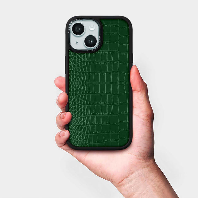 iPhone 15 Case Elite Alligator – Dunkelgrün