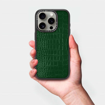 iPhone 15 Pro Hülle Elite Alligator – Dunkelgrün