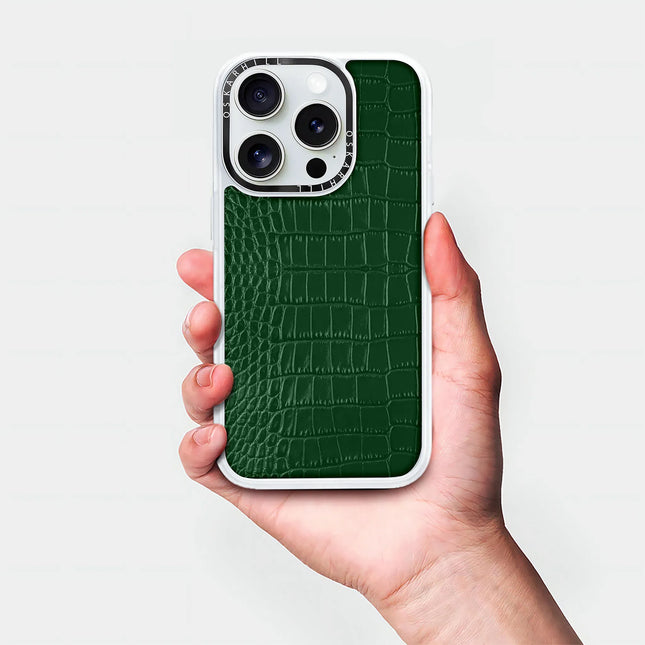 Coque iPhone 13 Pro Max Alligator classique — Vert phtalo