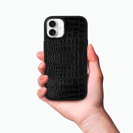 iPhone 16 Hülle Elite Alligator – Rauchschwarz