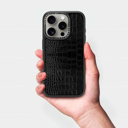 Coque iPhone 14 Pro Elite Alligator — Noir fumé