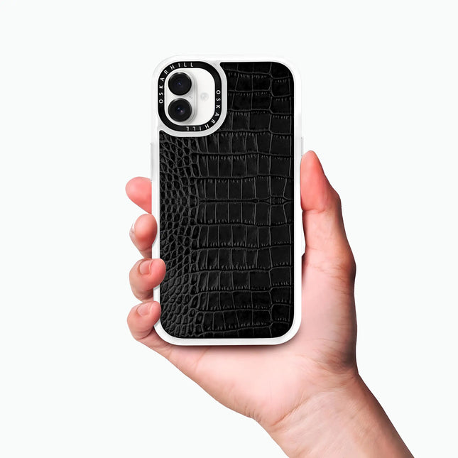 Coque iPhone 16 Alligator classique — Noir fumé