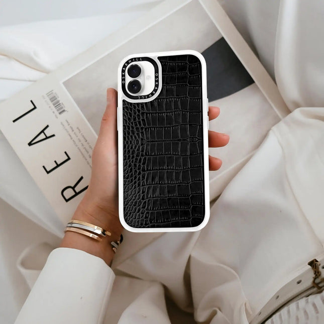 Coque iPhone 16 Plus Alligator classique — Noir fumé