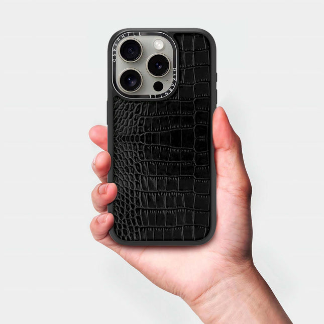 Coque iPhone 14 Pro Max Elite Alligator — Noir fumé