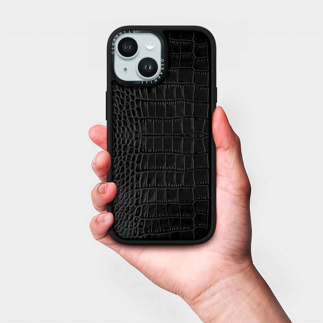 Coque iPhone 14 Elite Alligator — Noir fumé