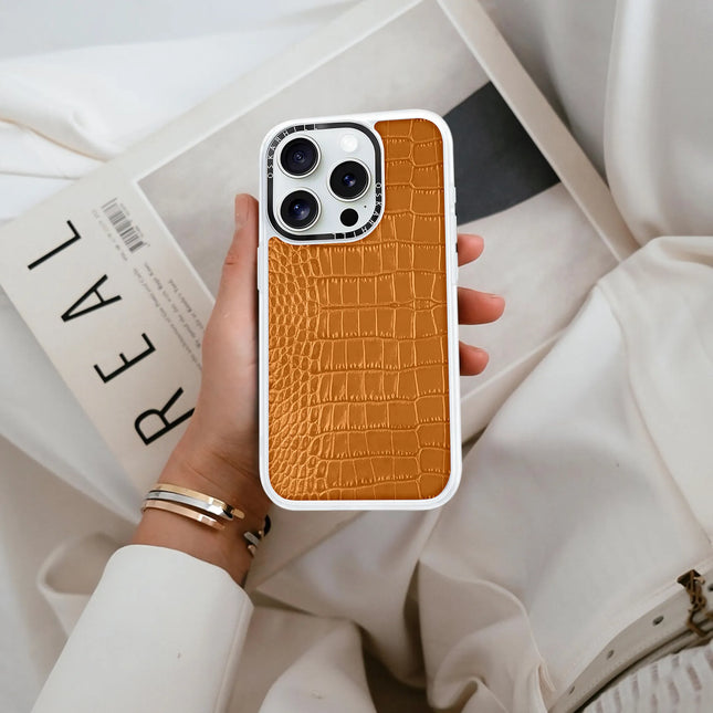 Coque iPhone 16 Elite Alligator — Brun roux