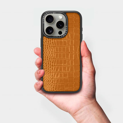 iPhone 15 Pro Hülle Elite Alligator – Rotbraun