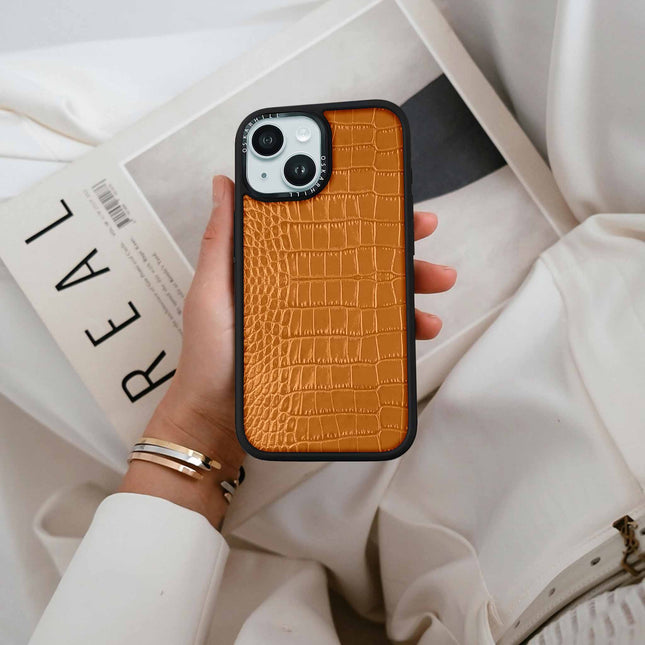 Coque Elite Alligator pour iPhone 15 Plus — Brun roux