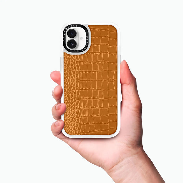 Coque iPhone 16 Plus Alligator classique — Brun roux