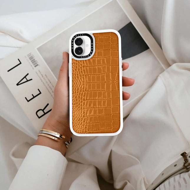 iPhone 16 Hülle Classic Alligator – Rotbraun