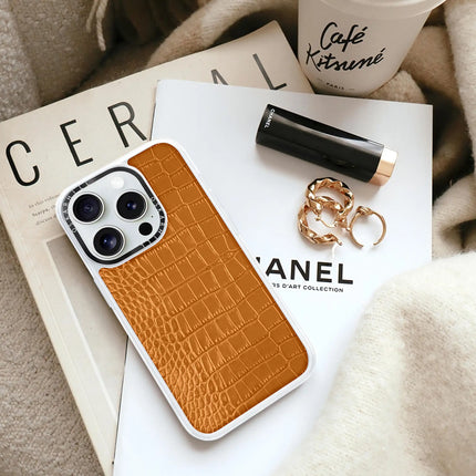 Coque iPhone 16 Pro Max Alligator classique — Orange terne