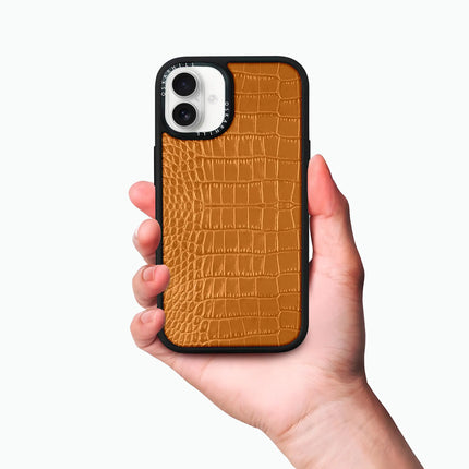 iPhone 16 Hülle Elite Alligator – Rotbraun