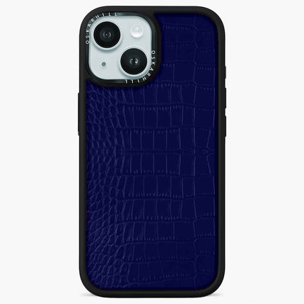 Coque iPhone 14 Elite Alligator — Bleu nuit