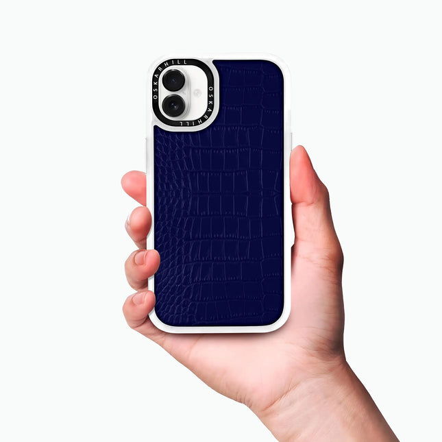 Coque iPhone 16 Plus Alligator classique — Bleu nuit