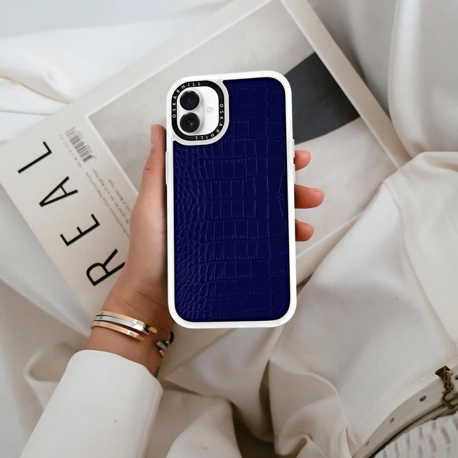 Coque iPhone 16 Plus Alligator classique — Bleu nuit